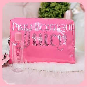 💗{Juicy Couture} Beautiful Light Pink Bling Makeup Case | Signature Bag!